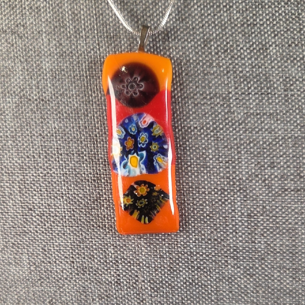 Colorful Millefiori Glass Pendant Necklace